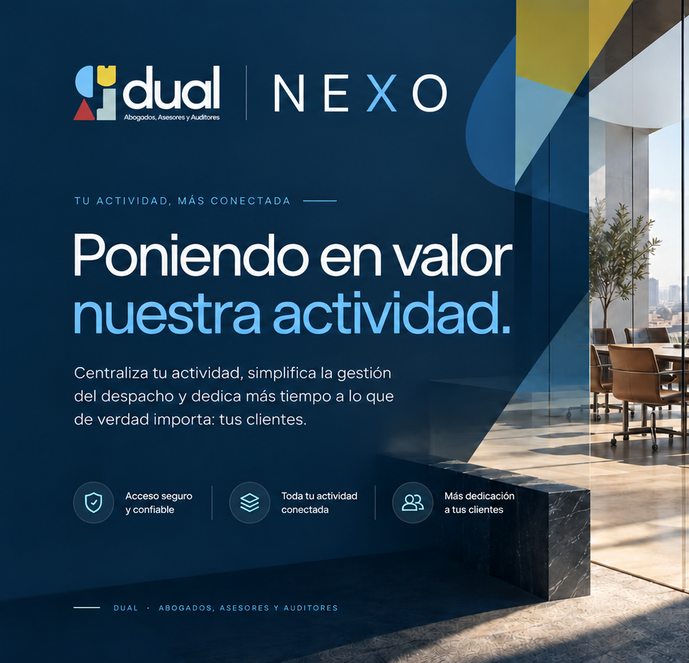 DUAL NEXO, poniendo en valor nuestra actividad, con una vista de la sala de reuniones del despacho